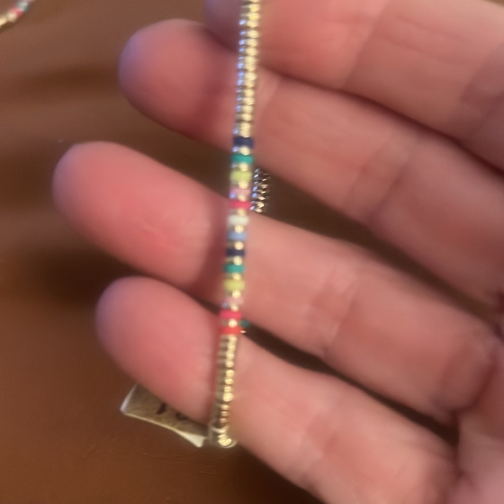Multi color small glass and metall beaded braceletlet - Picture 2 of 3